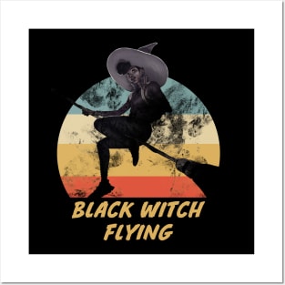 black witch flying Posters and Art